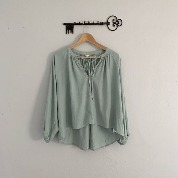 A New Day linen blend light green high-low peasant blouse size XS - Picture 1 of 6